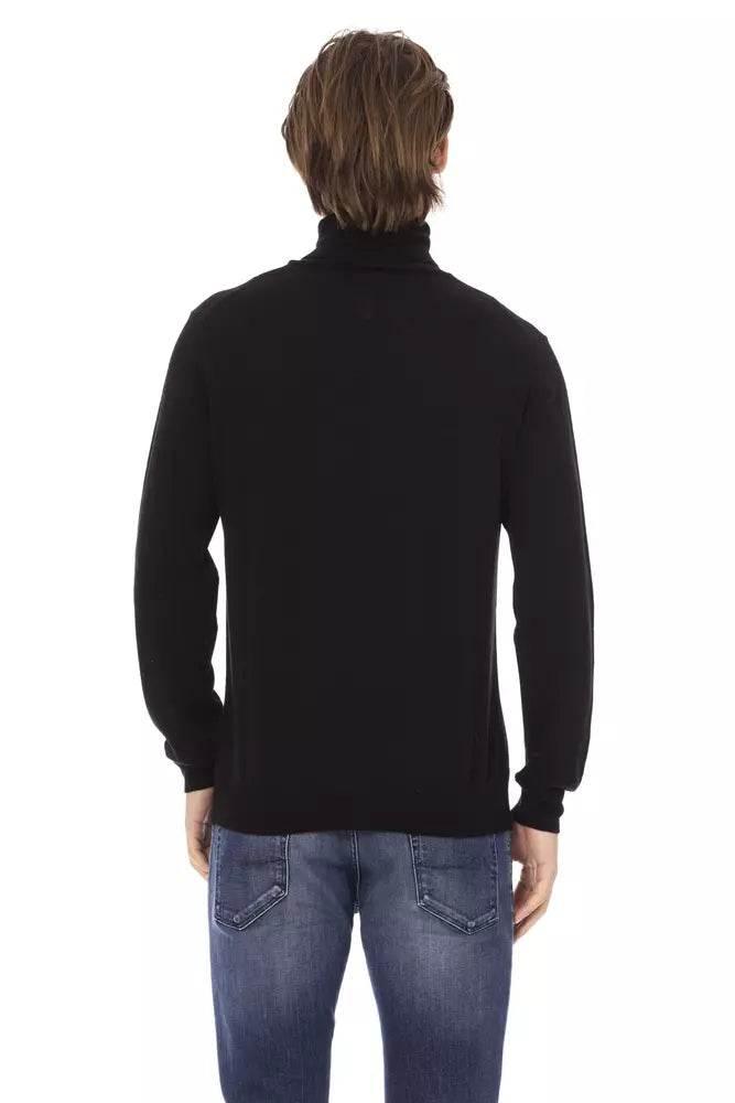 Baldinini Trend Black Fabric Men Sweater with Turtleneck Design - Hilstor