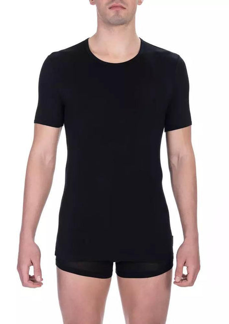 Bikkembergs Black Viscose Men T-Shirt - Hilstor