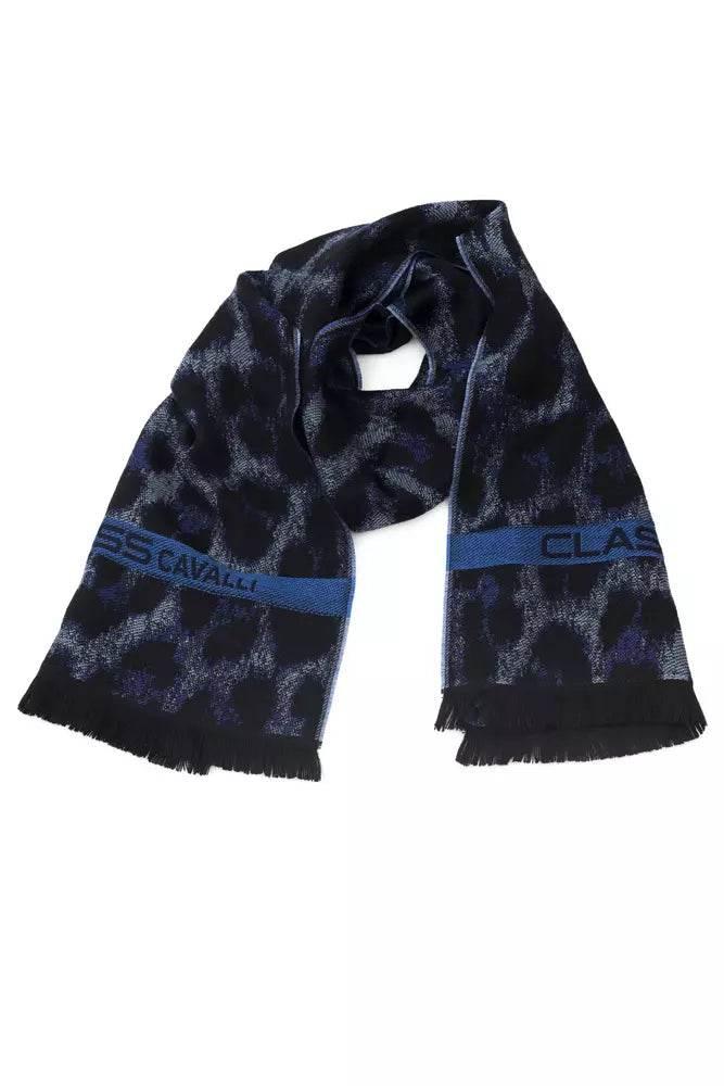 Cavalli Class Blue Wool Men Scarf - Hilstor