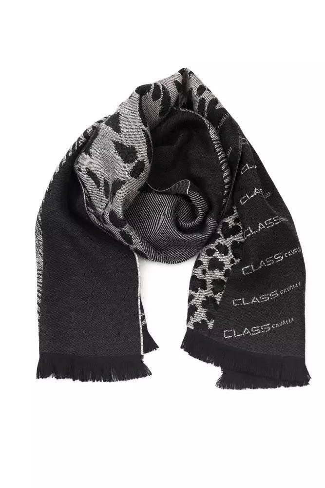 Cavalli Class Black Wool Men Scarf - Hilstor