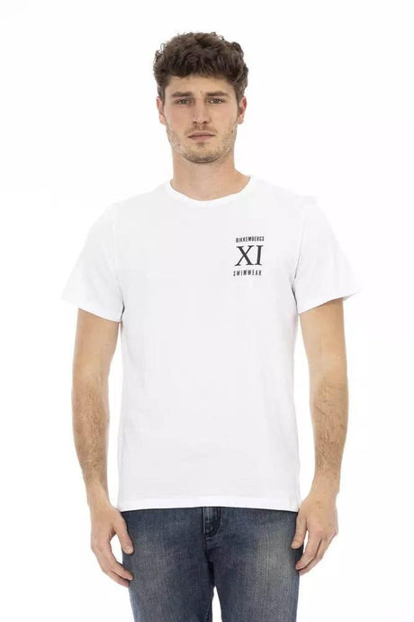 Bikkembergs Elegant White Front Print T-Shirt - Hilstor