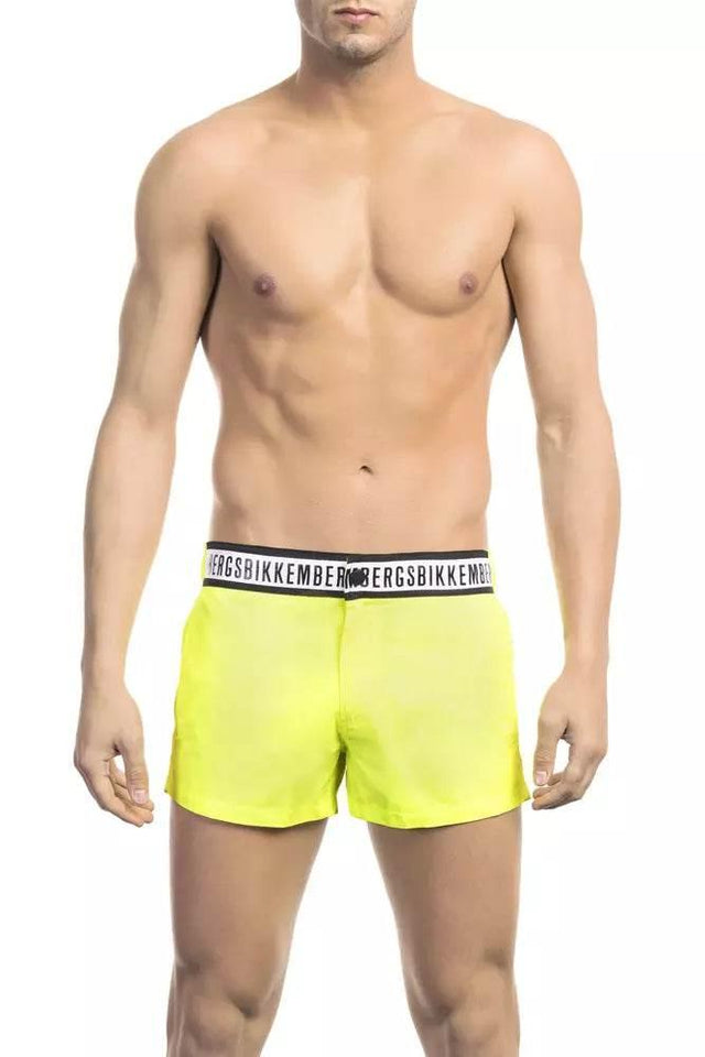 Bikkembergs Yellow Polyamide Men Swim Short - Hilstor