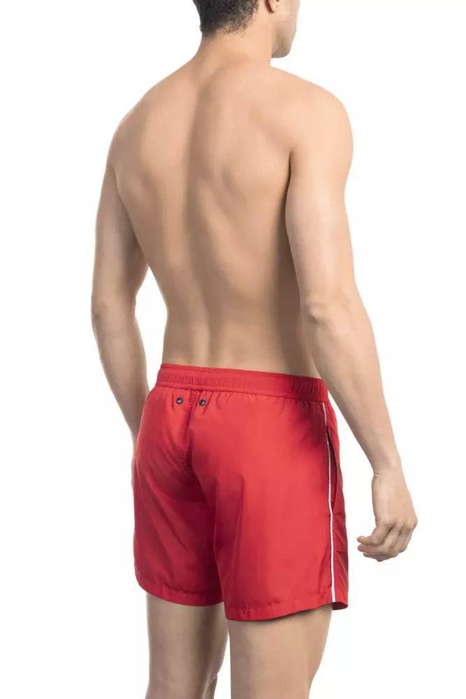 Bikkembergs Red Polyester Men Swim Short - Hilstor