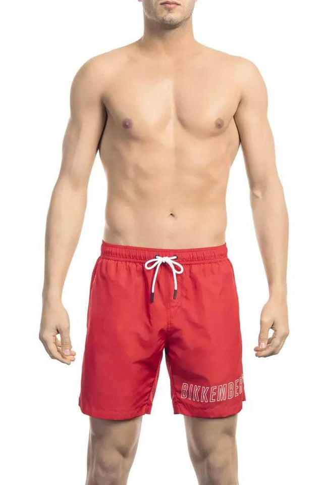 Bikkembergs Red Polyester Men Swim Short - Hilstor