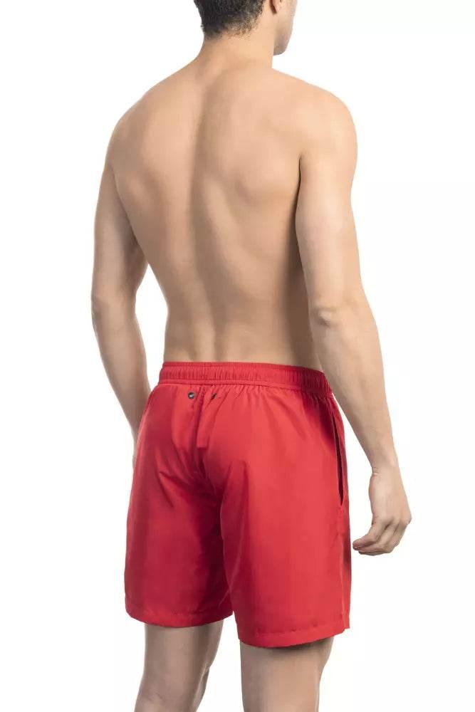 Bikkembergs Red Polyester Men Swim Short - Hilstor