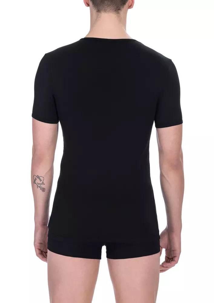 Bikkembergs Black Cotton Men V-Neck T-Shirt - Hilstor