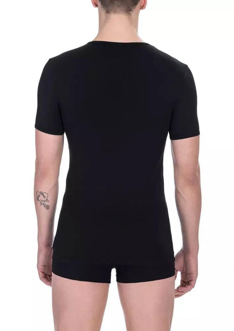 Bikkembergs Black Cotton Men V-Neck T-Shirt - Hilstor