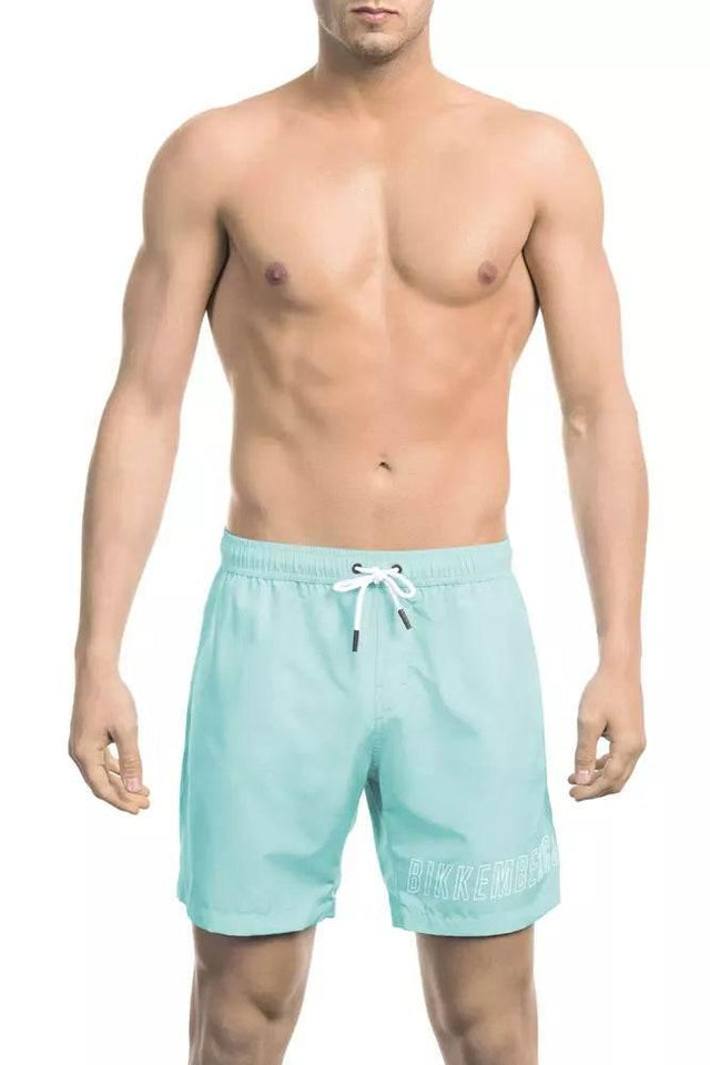 Bikkembergs Light Blue Polyester Men Swim Short - Hilstor