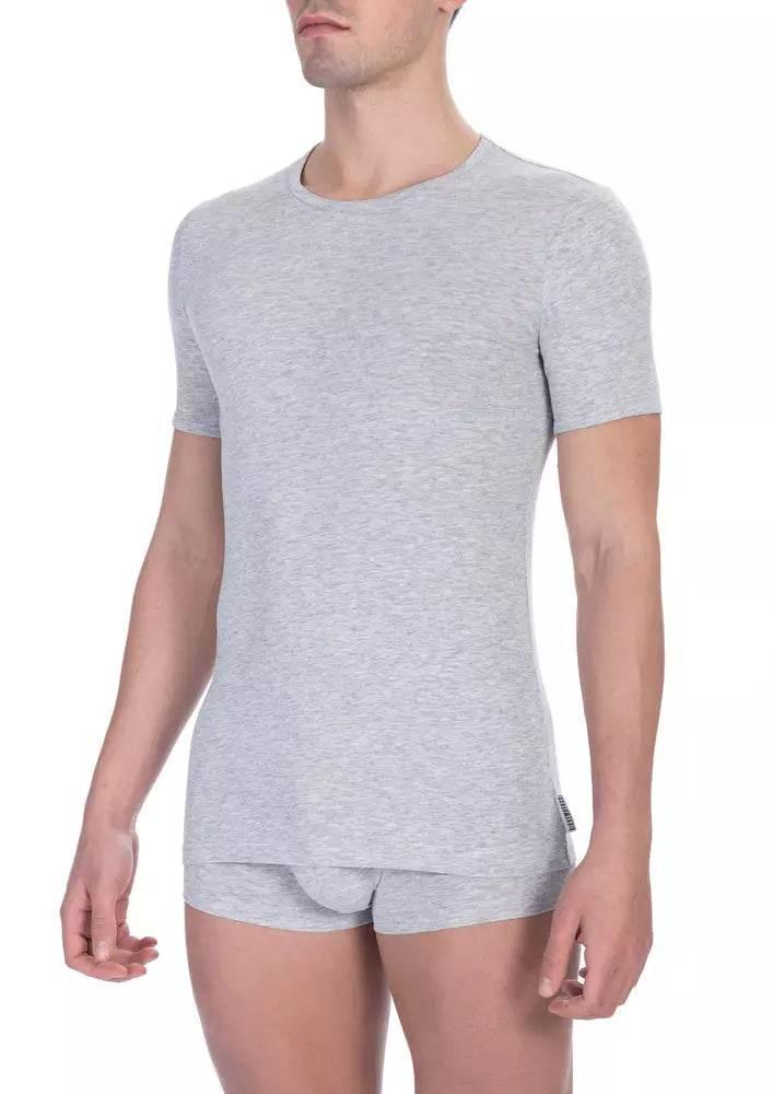 Bikkembergs Gray Cotton Men T-Shirt - Hilstor