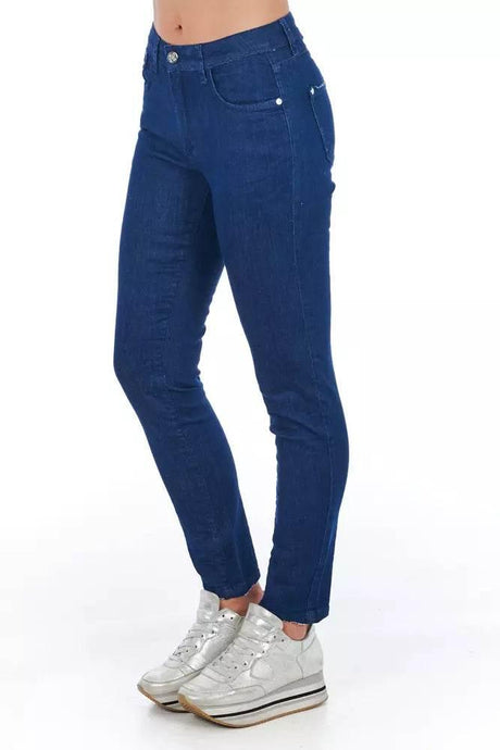Frankie Morello Blue Cotton Women Skinny Jean - Hilstor