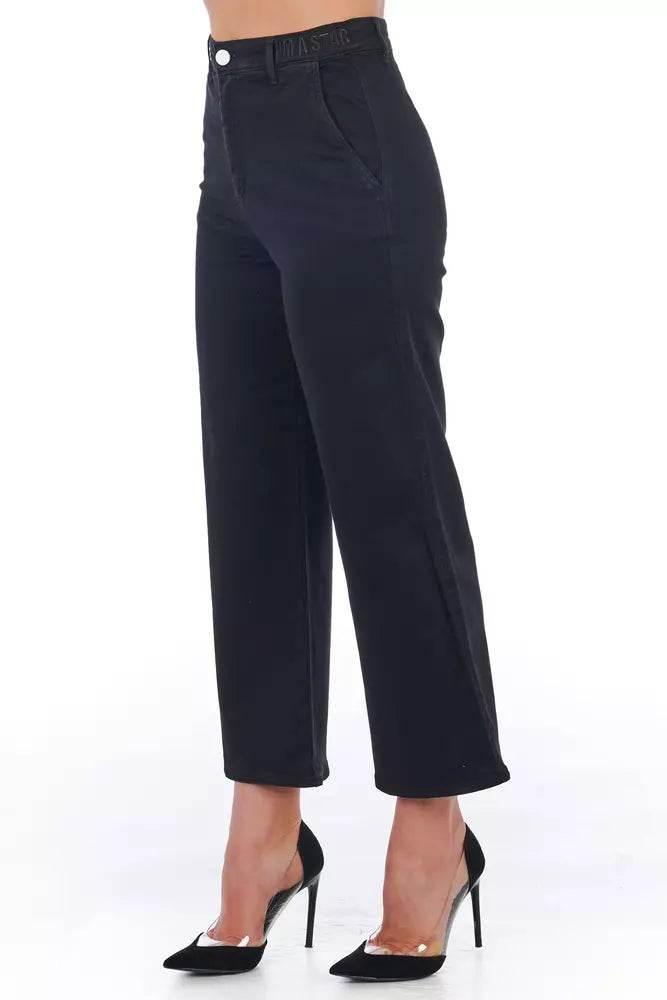 Frankie Morello Black Cotton Women Cropped Trouser - Hilstor