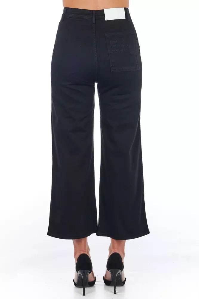 Frankie Morello Black Cotton Women Cropped Trouser - Hilstor