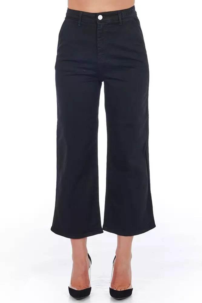 Frankie Morello Black Cotton Women Cropped Trouser - Hilstor