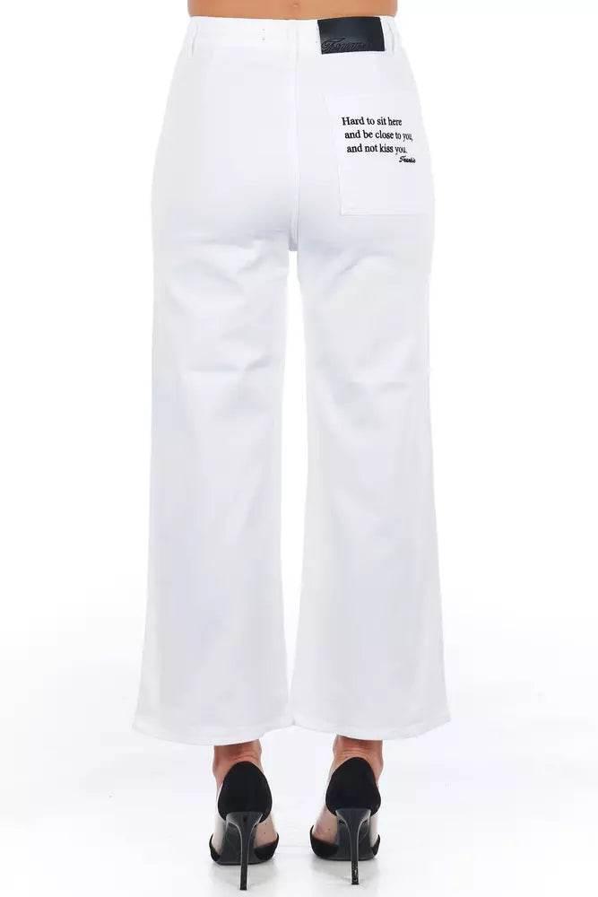 Frankie Morello White Cotton Women Cropped Trouser - Hilstor