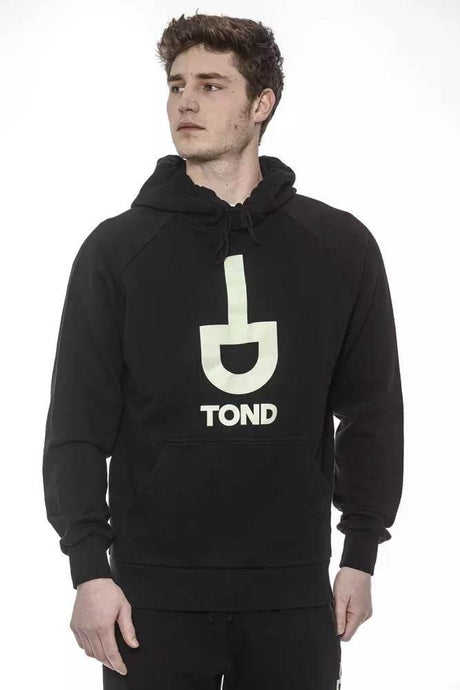 Tond Black Cotton Men Sweater with Hood - Hilstor