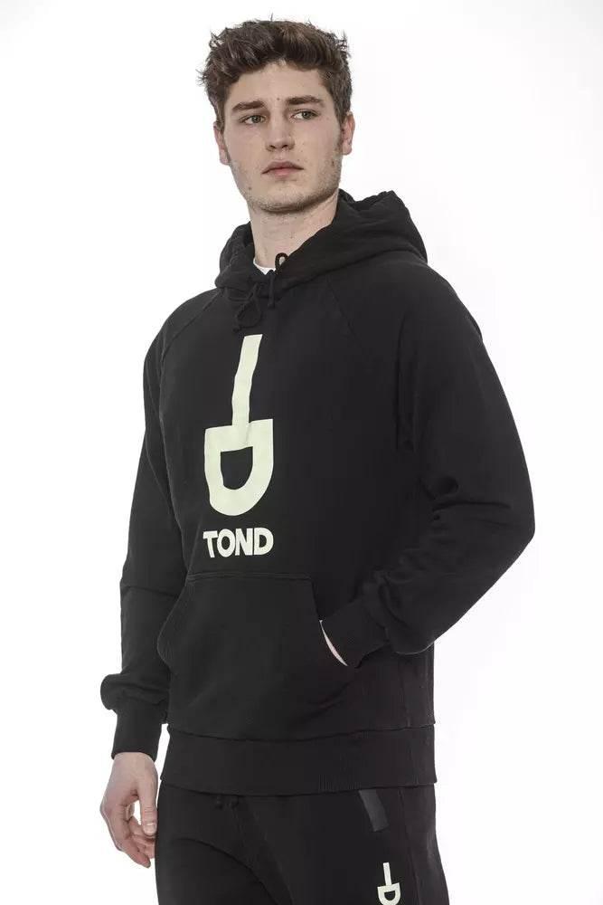 Tond Black Cotton Men Sweater with Hood - Hilstor
