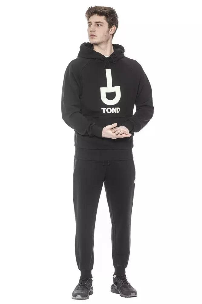 Tond Black Cotton Men Sweater with Hood - Hilstor