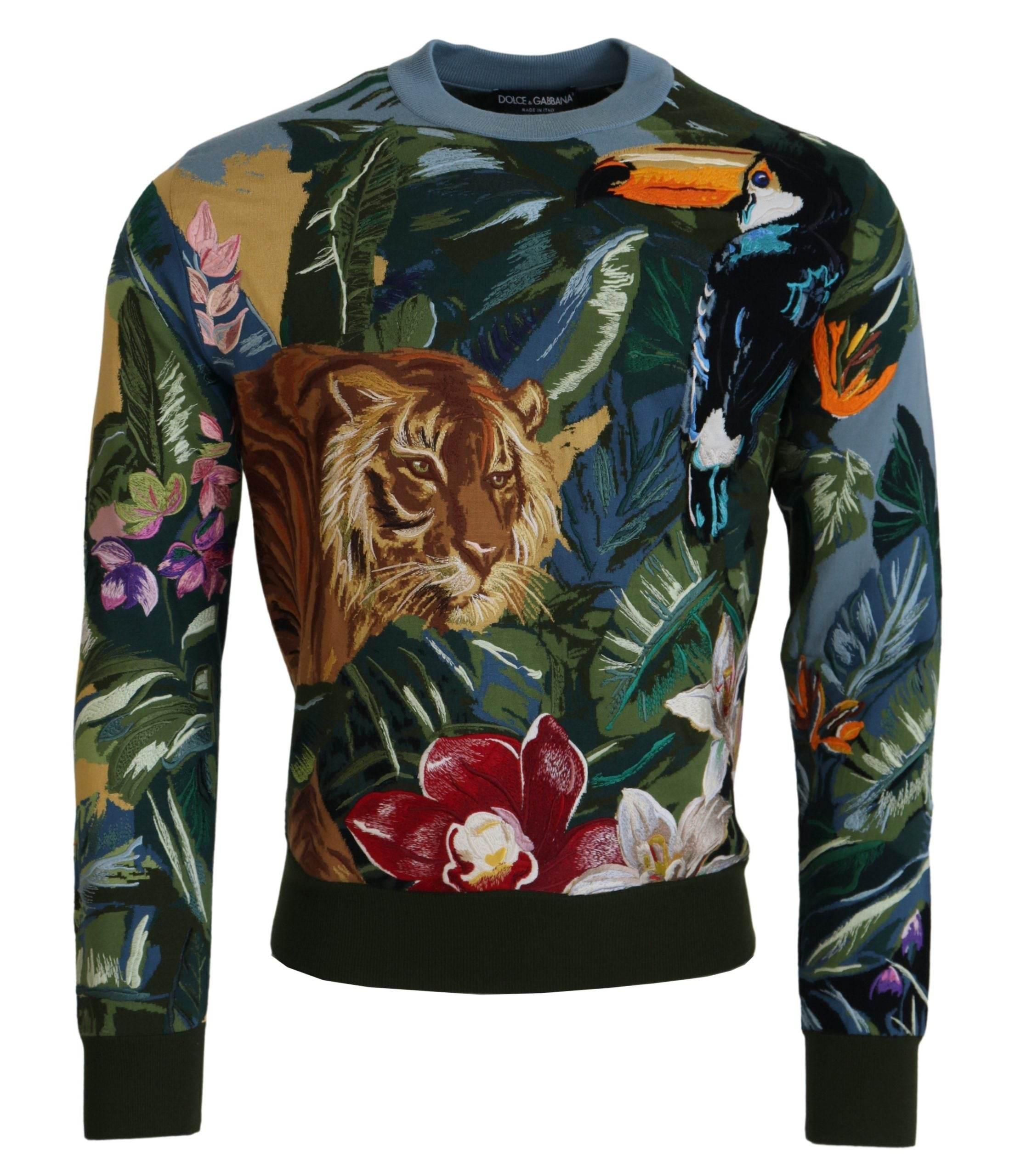 Dolce & Gabbana Jungle Embroidered Wool-Silk Sweater - Hilstor