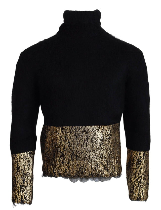 Dolce & Gabbana Stunning Black and Gold Crewneck Sweater - Hilstor