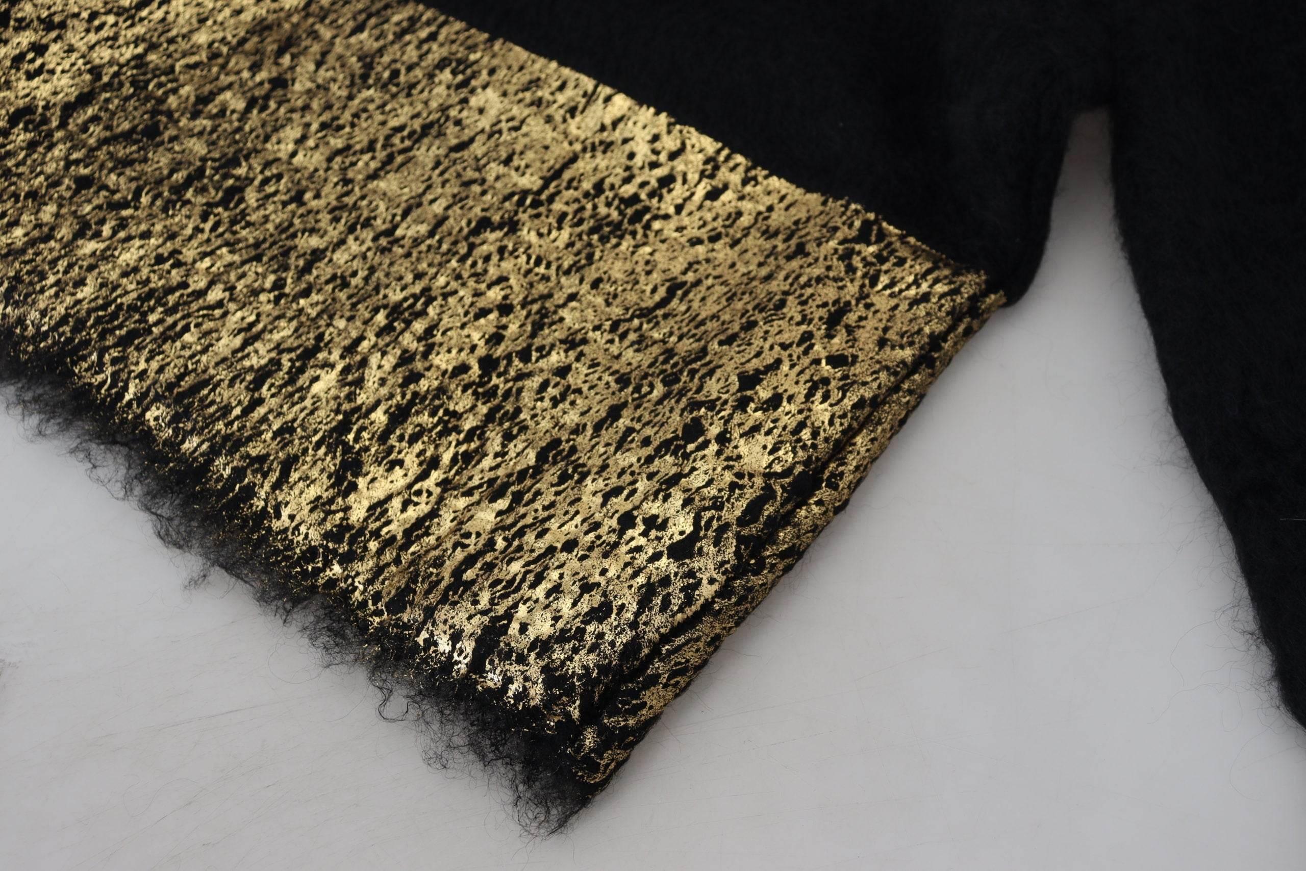Dolce & Gabbana Stunning Black and Gold Crewneck Sweater - Hilstor