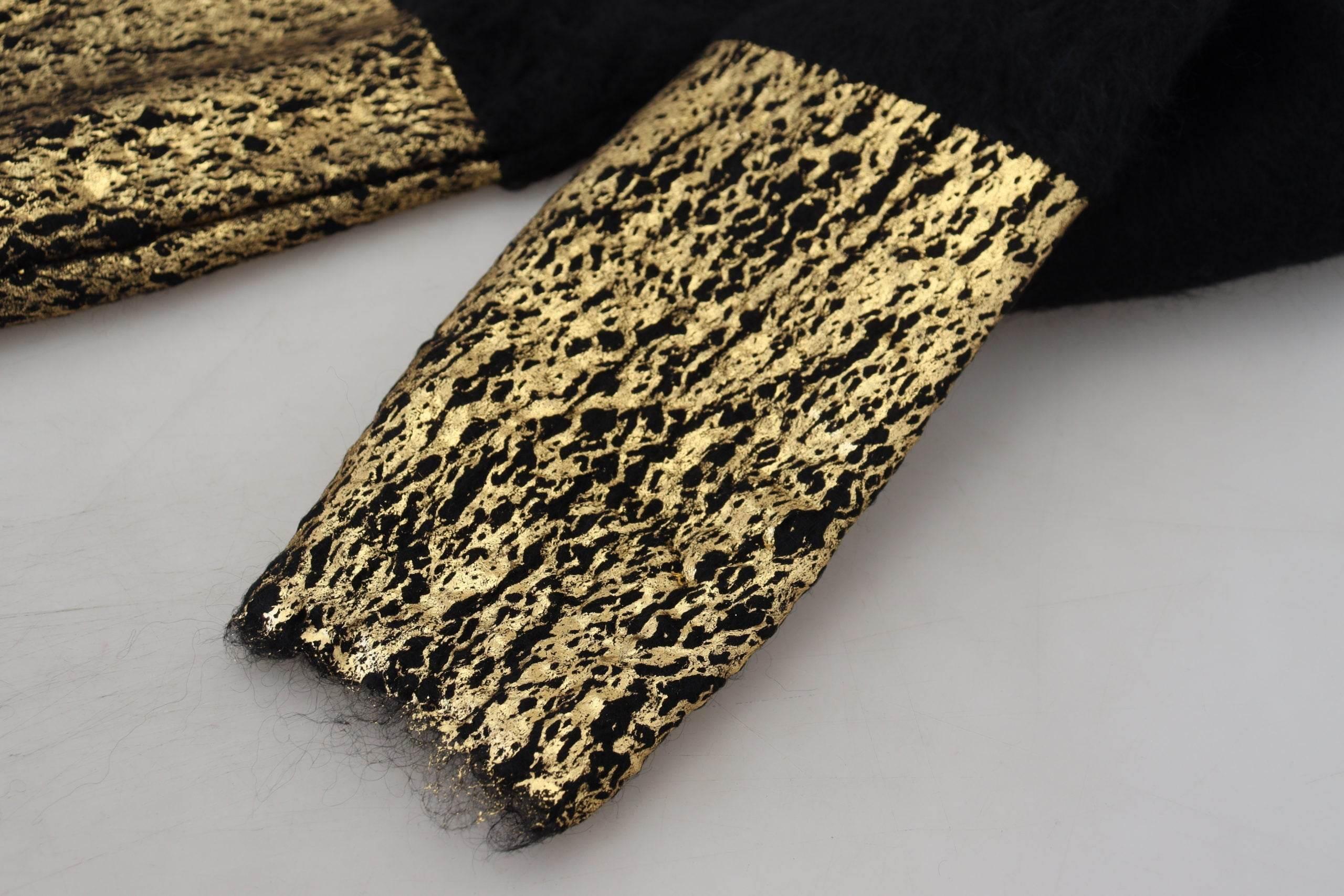 Dolce & Gabbana Stunning Black and Gold Crewneck Sweater - Hilstor