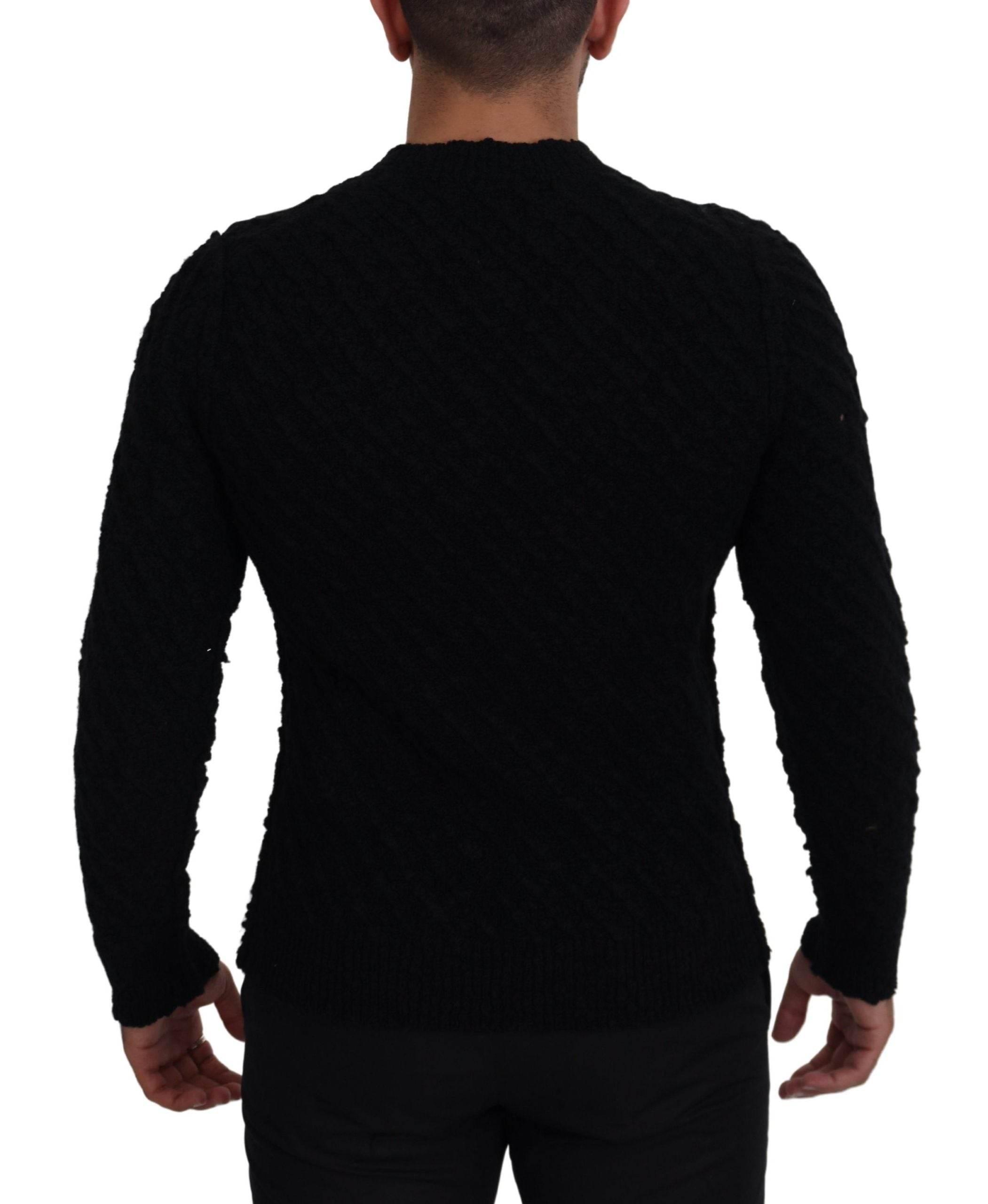 Dolce & Gabbana Black Wool V-neck Knitted Pullover Sweater - Hilstor