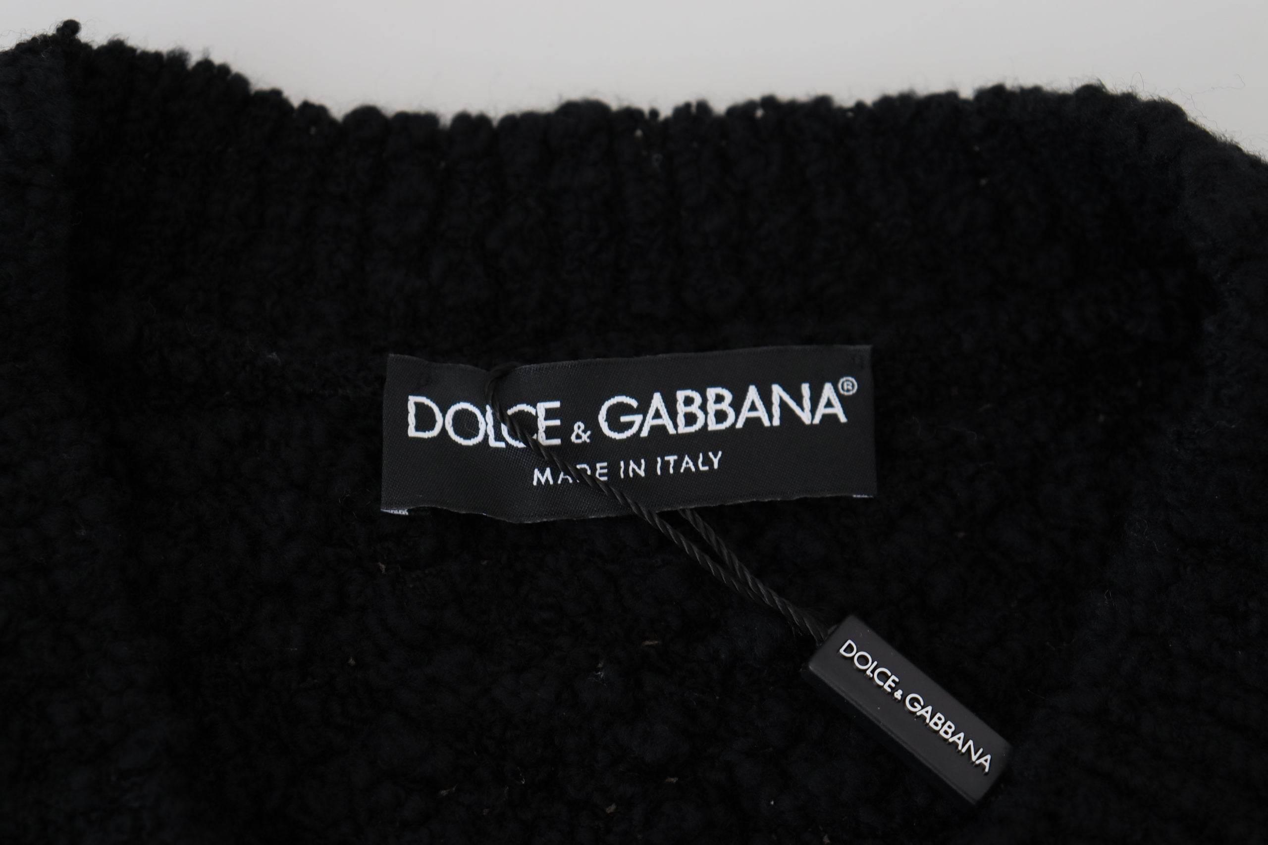 Dolce & Gabbana Black Wool V-neck Knitted Pullover Sweater - Hilstor