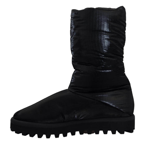 Dolce & Gabbana Elegant Mid-Calf Boots in Black Polyester - Hilstor