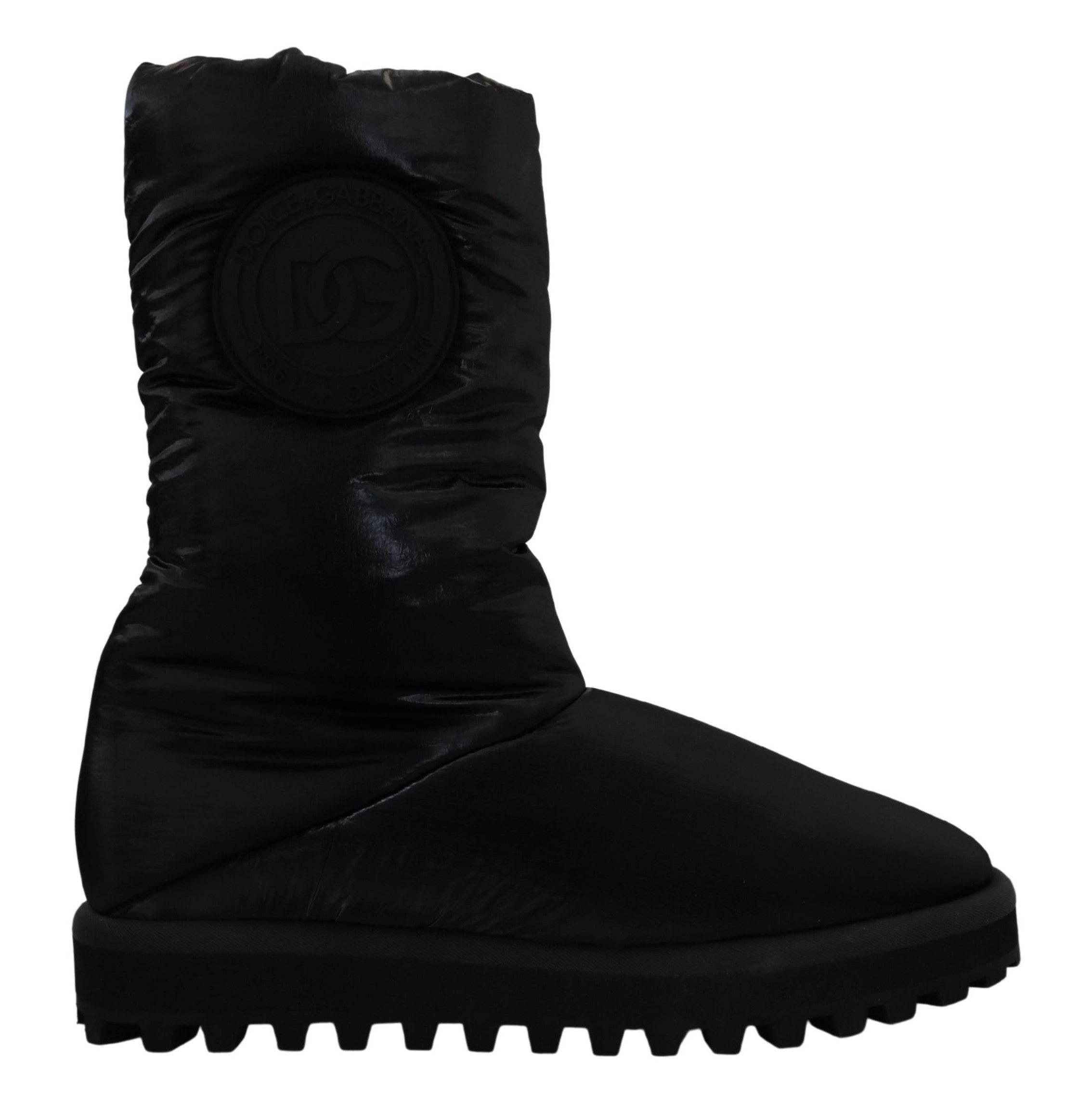 Dolce & Gabbana Elegant Mid-Calf Boots in Black Polyester - Hilstor