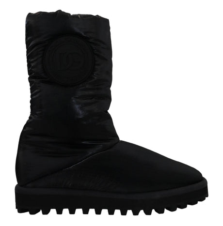 Dolce & Gabbana Elegant Mid-Calf Boots in Black Polyester - Hilstor