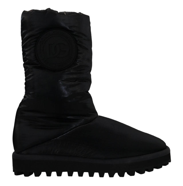 Dolce & Gabbana Elegant Mid-Calf Boots in Black Polyester - Hilstor