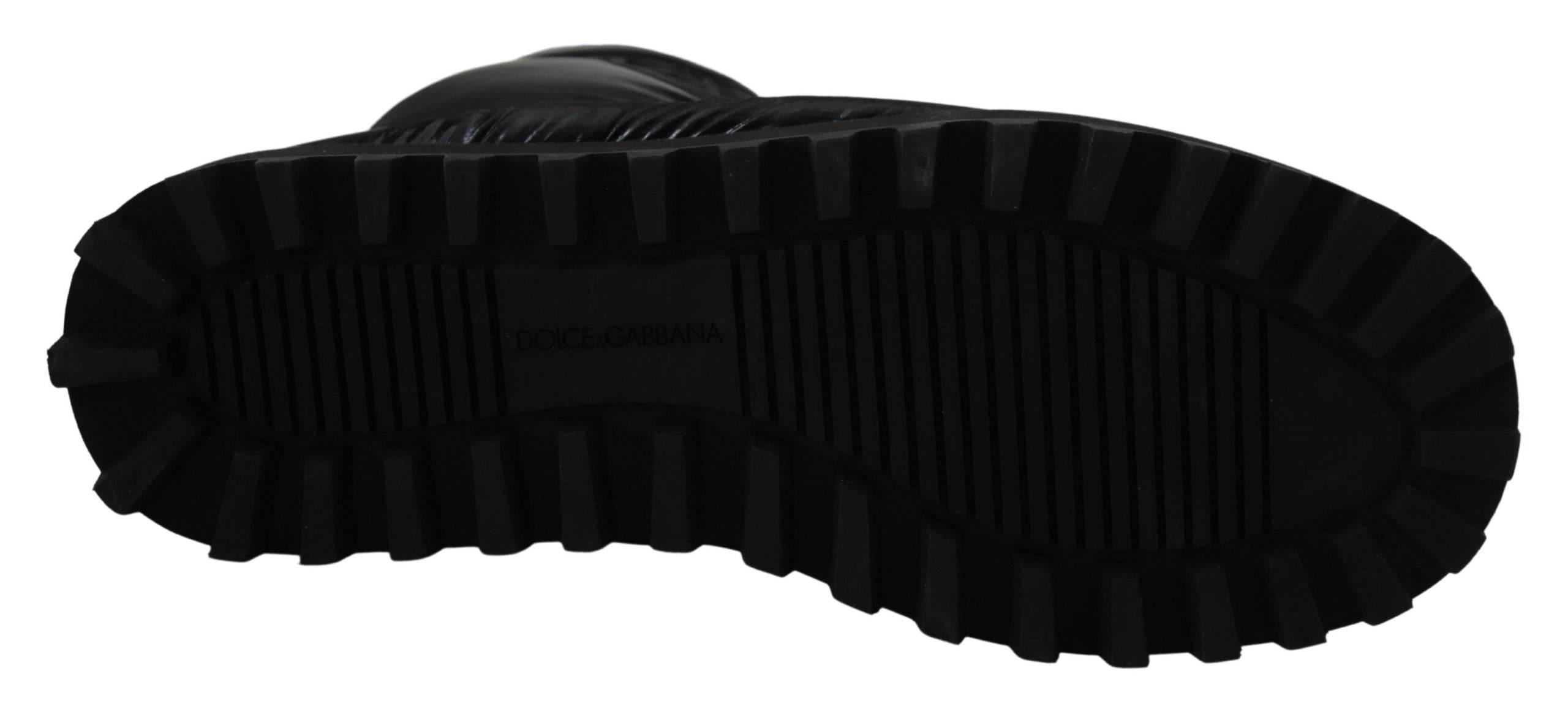 Dolce & Gabbana Elegant Mid-Calf Boots in Black Polyester - Hilstor