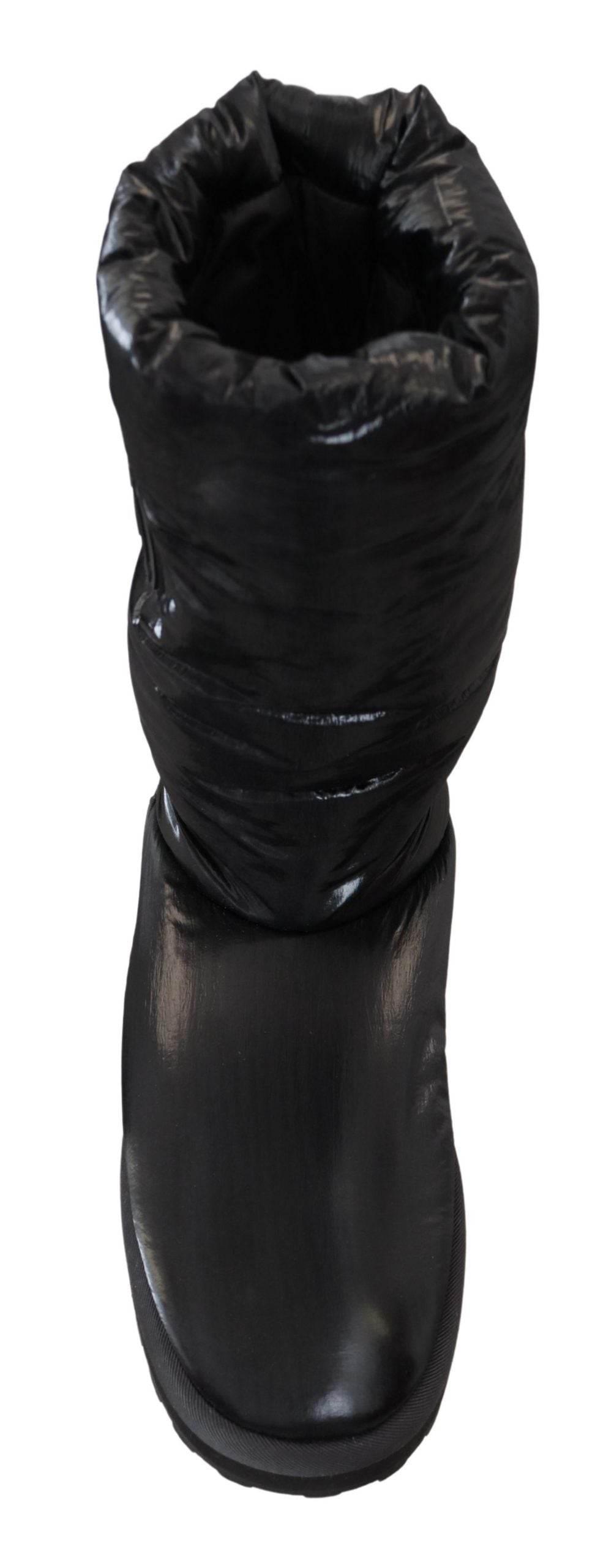 Dolce & Gabbana Elegant Mid-Calf Boots in Black Polyester - Hilstor