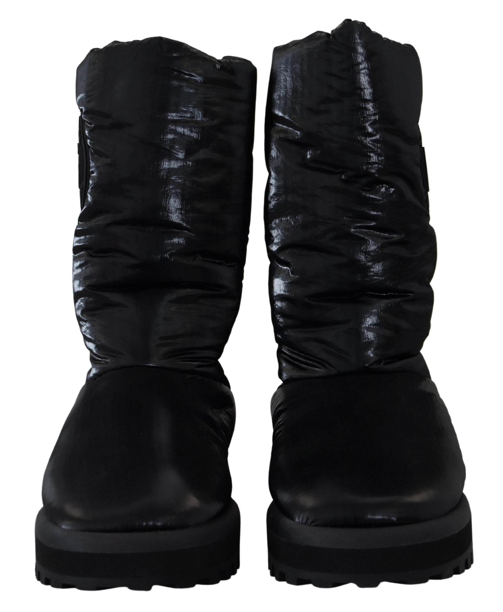 Dolce & Gabbana Elegant Mid-Calf Boots in Black Polyester - Hilstor