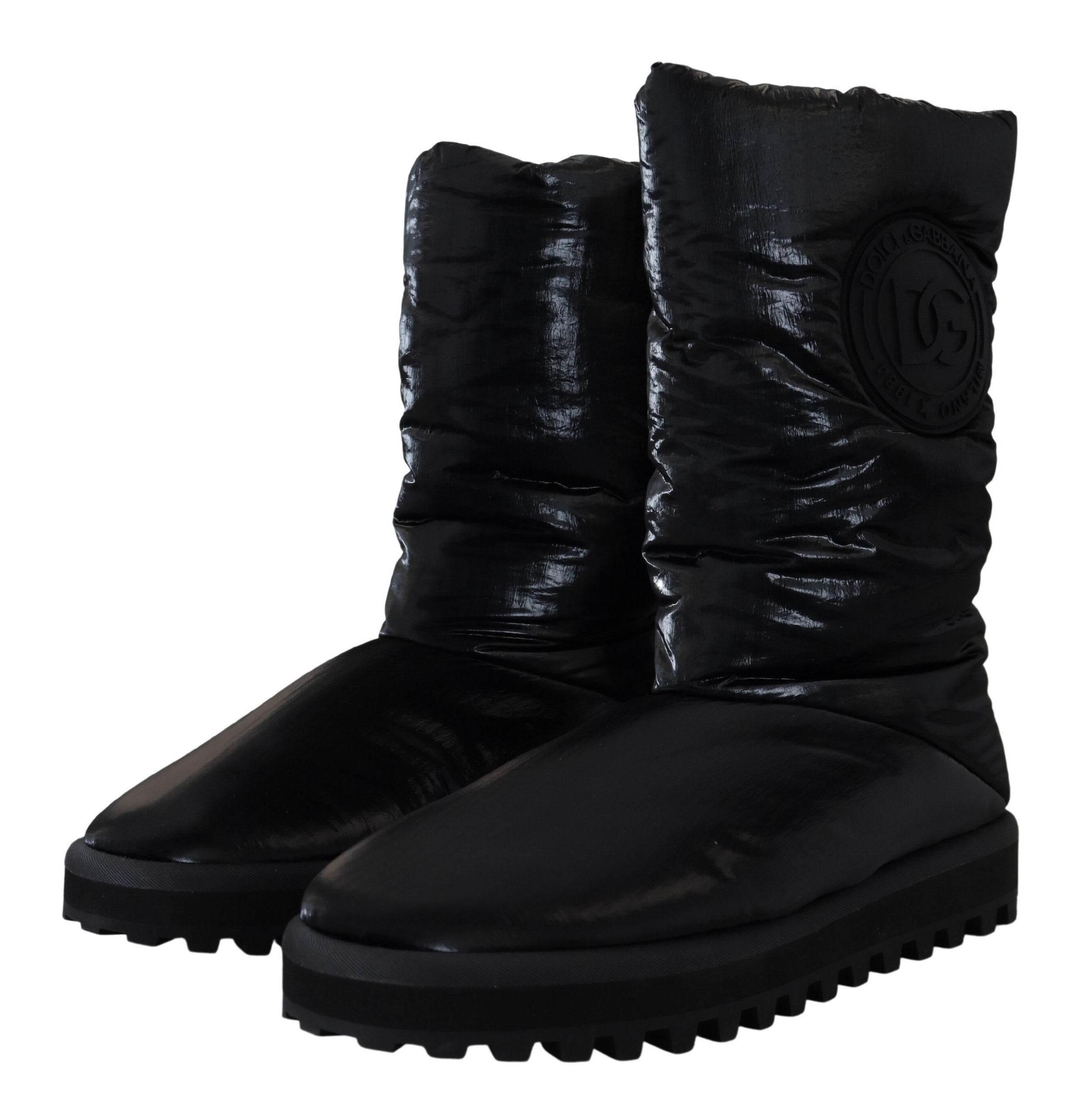 Dolce & Gabbana Elegant Mid-Calf Boots in Black Polyester - Hilstor