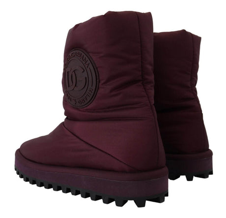 Dolce & Gabbana Elegant Bordeaux Mid Calf Boots - Hilstor