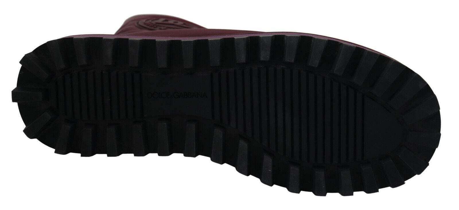 Dolce & Gabbana Elegant Bordeaux Mid Calf Boots - Hilstor
