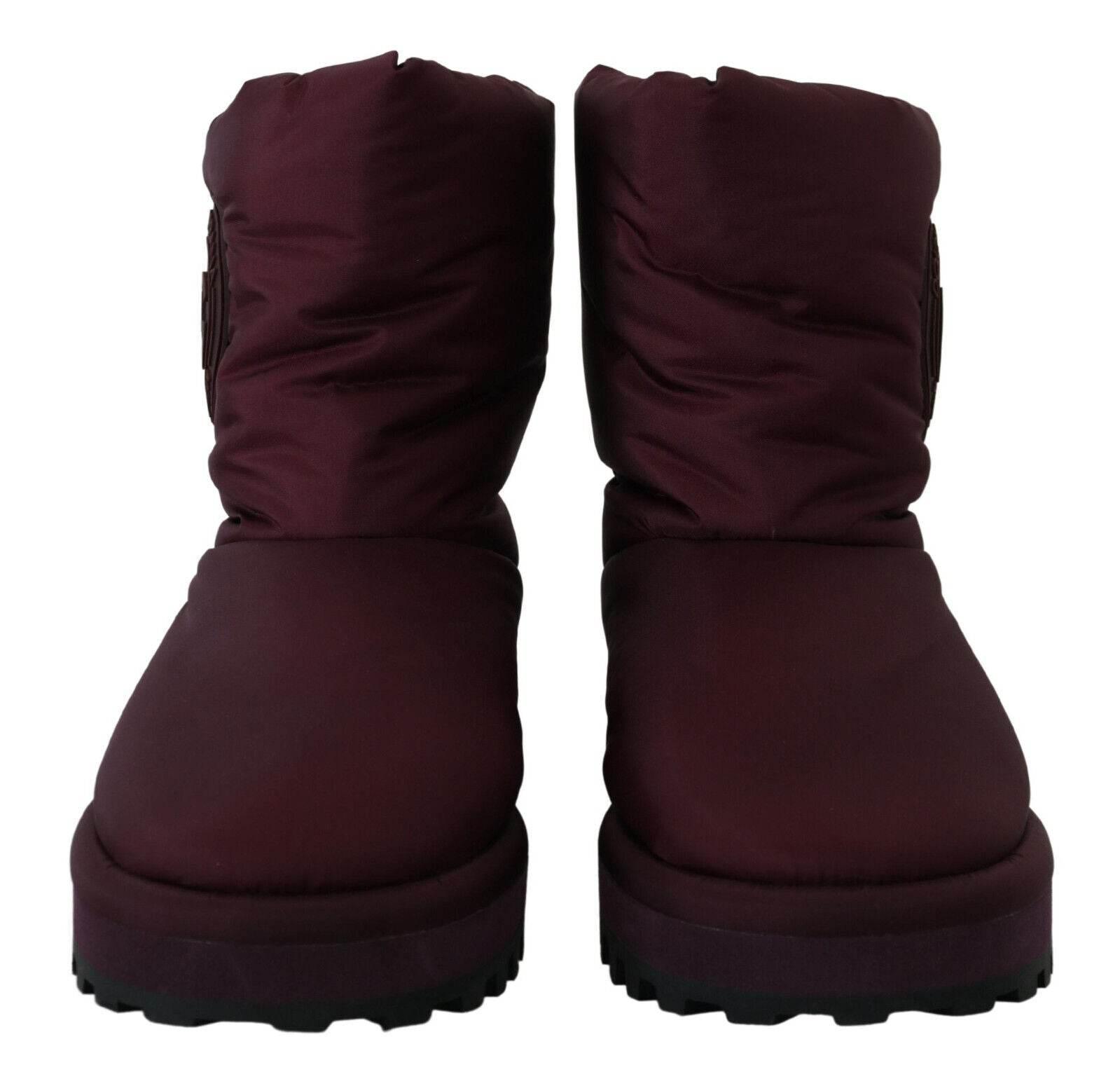 Dolce & Gabbana Elegant Bordeaux Mid Calf Boots - Hilstor