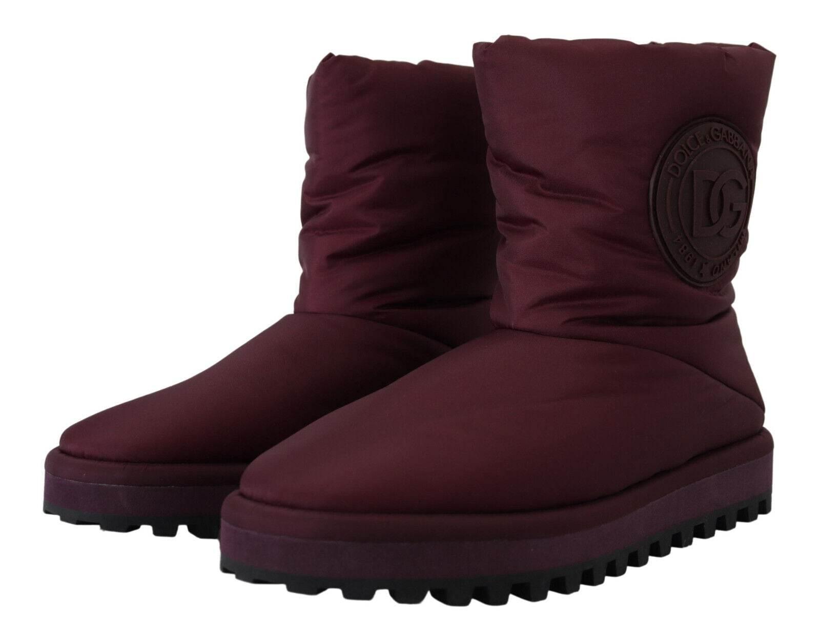 Dolce & Gabbana Elegant Bordeaux Mid Calf Boots - Hilstor