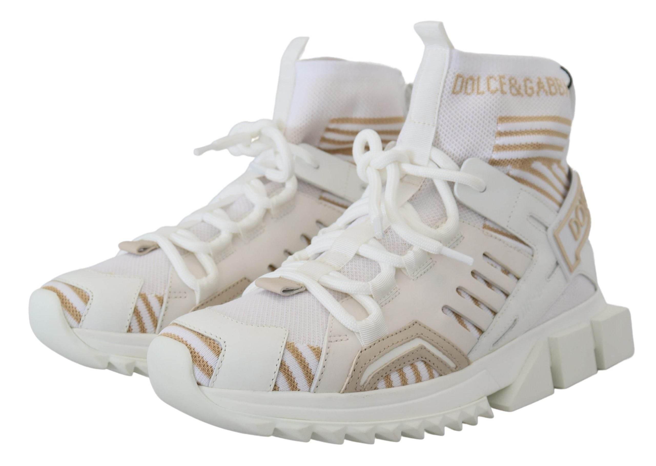 Dolce & Gabbana Elegant White Beige SORRENTO Sneakers - Hilstor