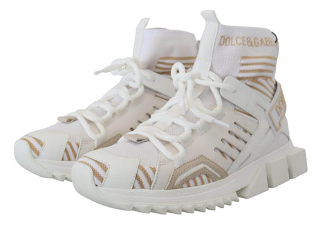 Dolce & Gabbana Elegant White Beige SORRENTO Sneakers - Hilstor