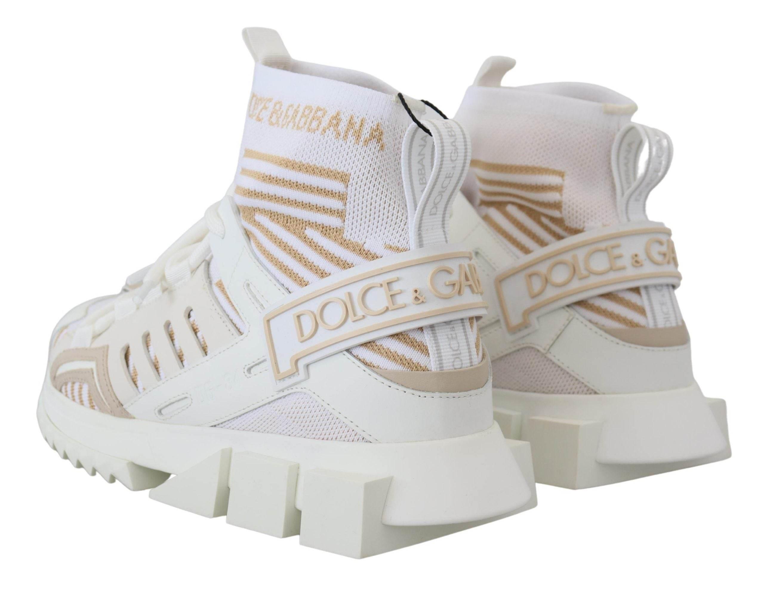 Dolce & Gabbana Elegant White Beige SORRENTO Sneakers - Hilstor