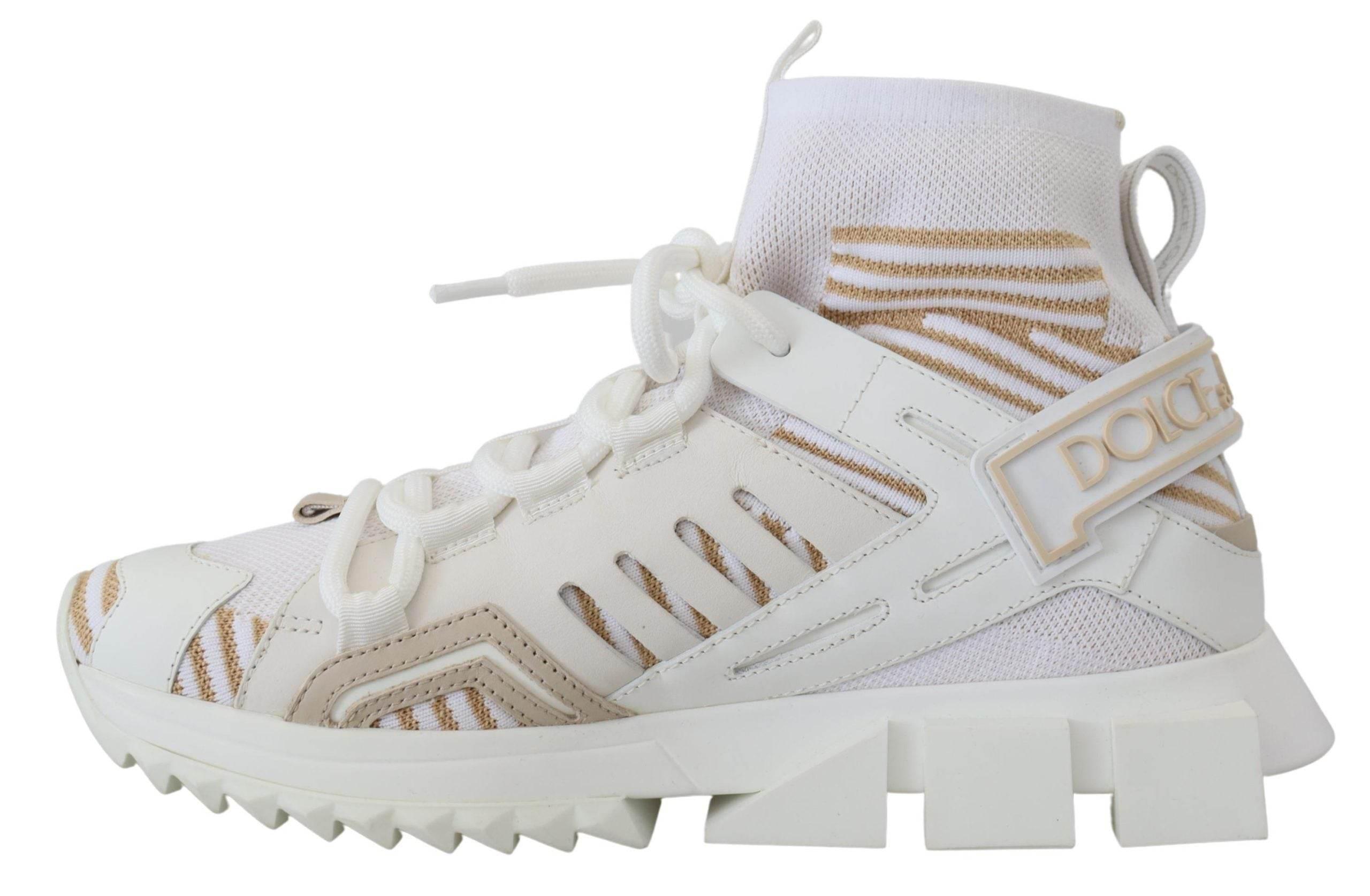 Dolce & Gabbana Elegant White Beige SORRENTO Sneakers - Hilstor