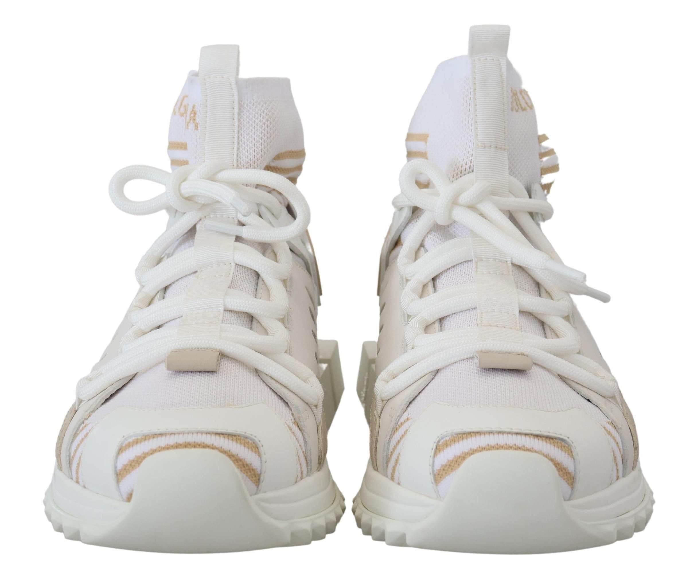 Dolce & Gabbana Elegant White Beige SORRENTO Sneakers - Hilstor