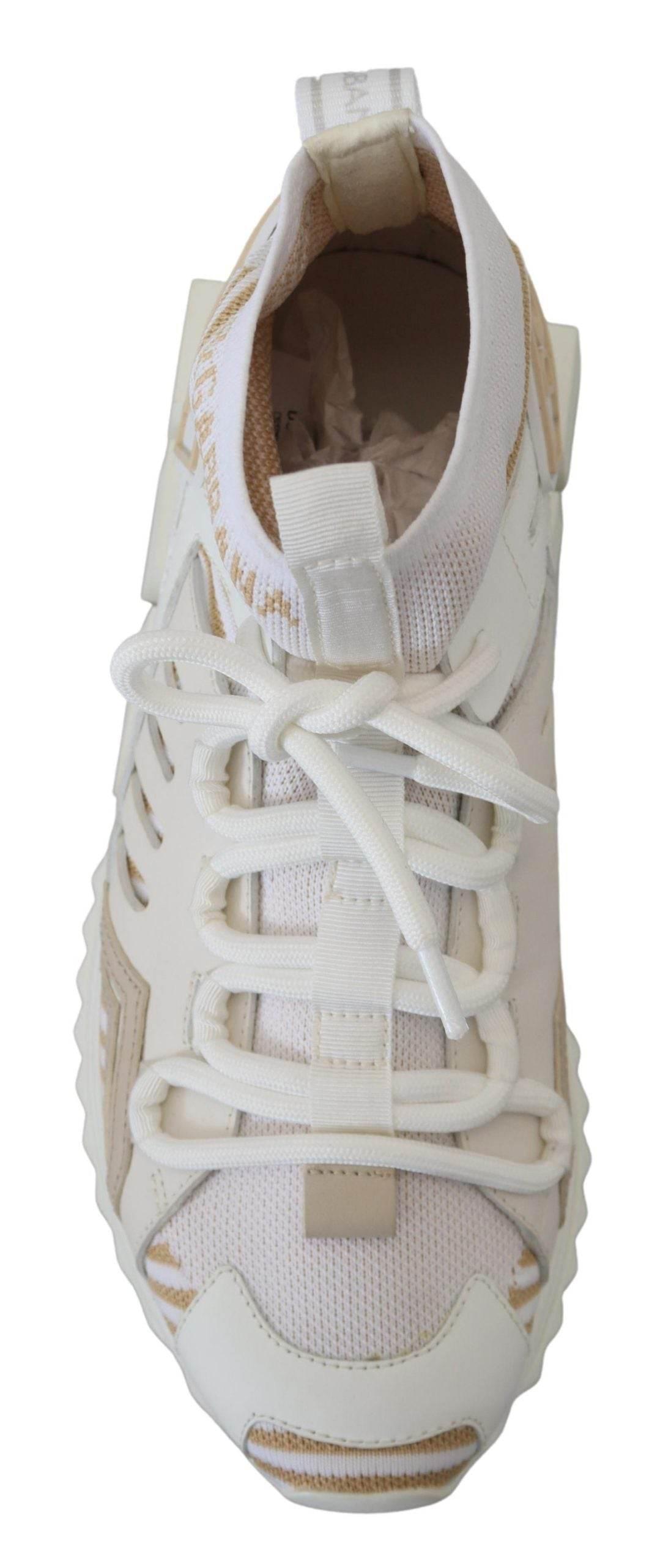 Dolce & Gabbana Elegant White Beige SORRENTO Sneakers - Hilstor