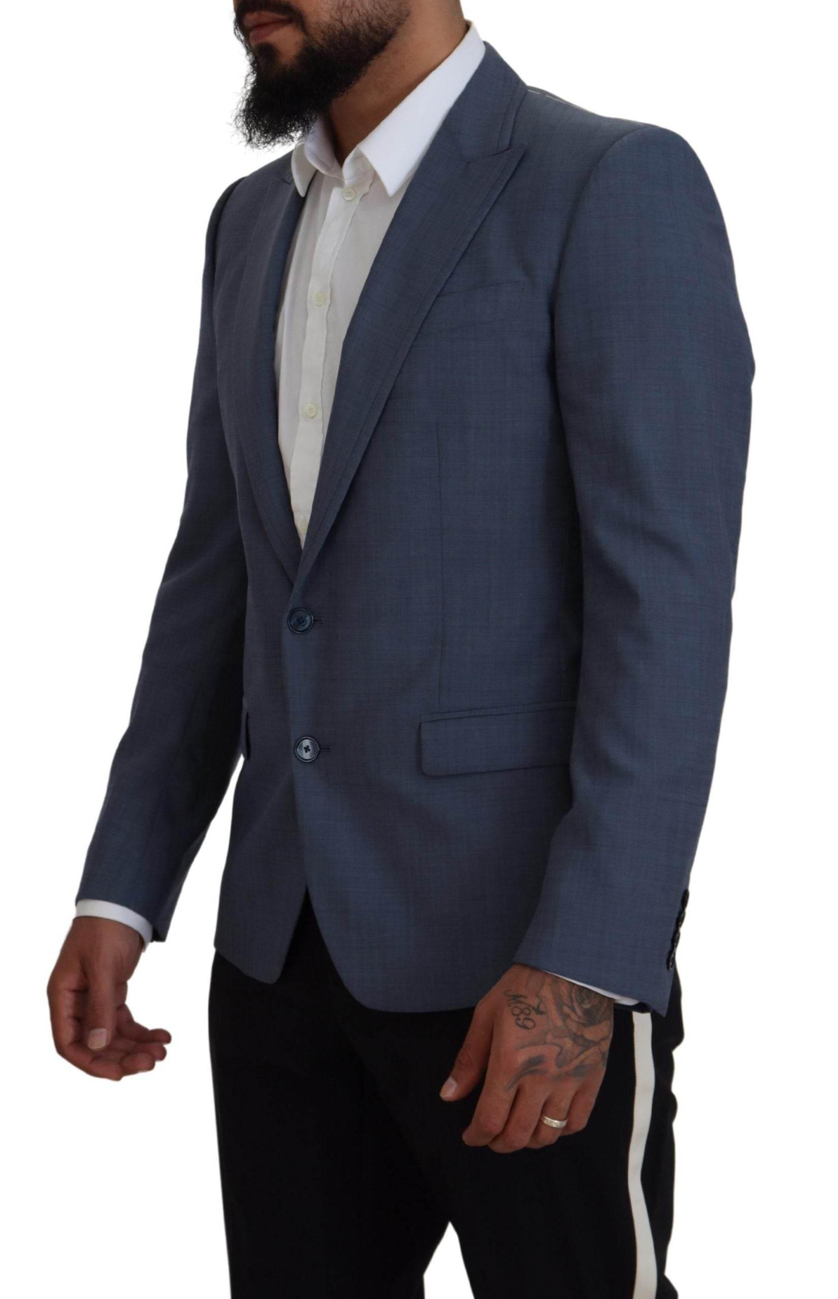 Dolce & Gabbana Blue Wool Stretch Slim Fit Jacket Blazer - Hilstor