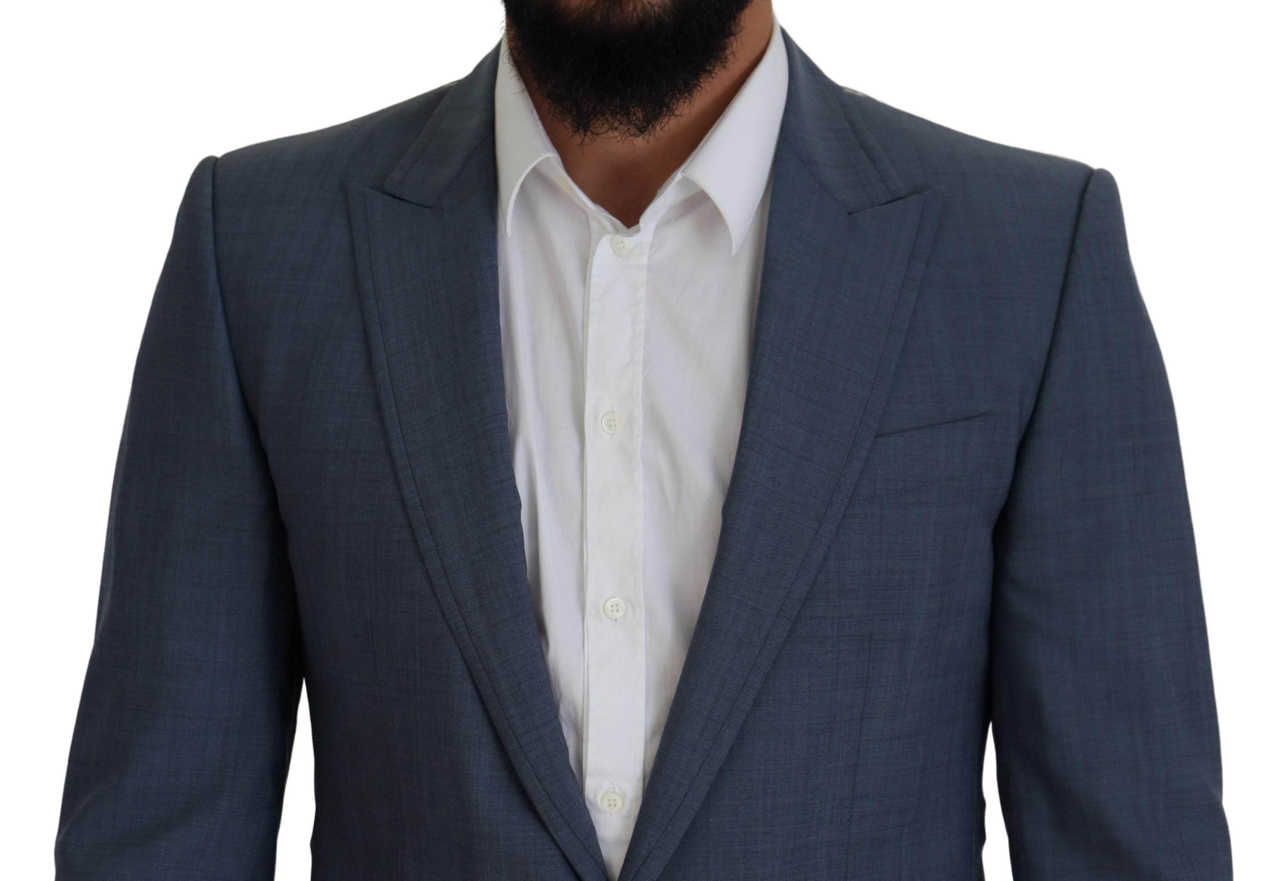 Dolce & Gabbana Blue Wool Stretch Slim Fit Jacket Blazer - Hilstor