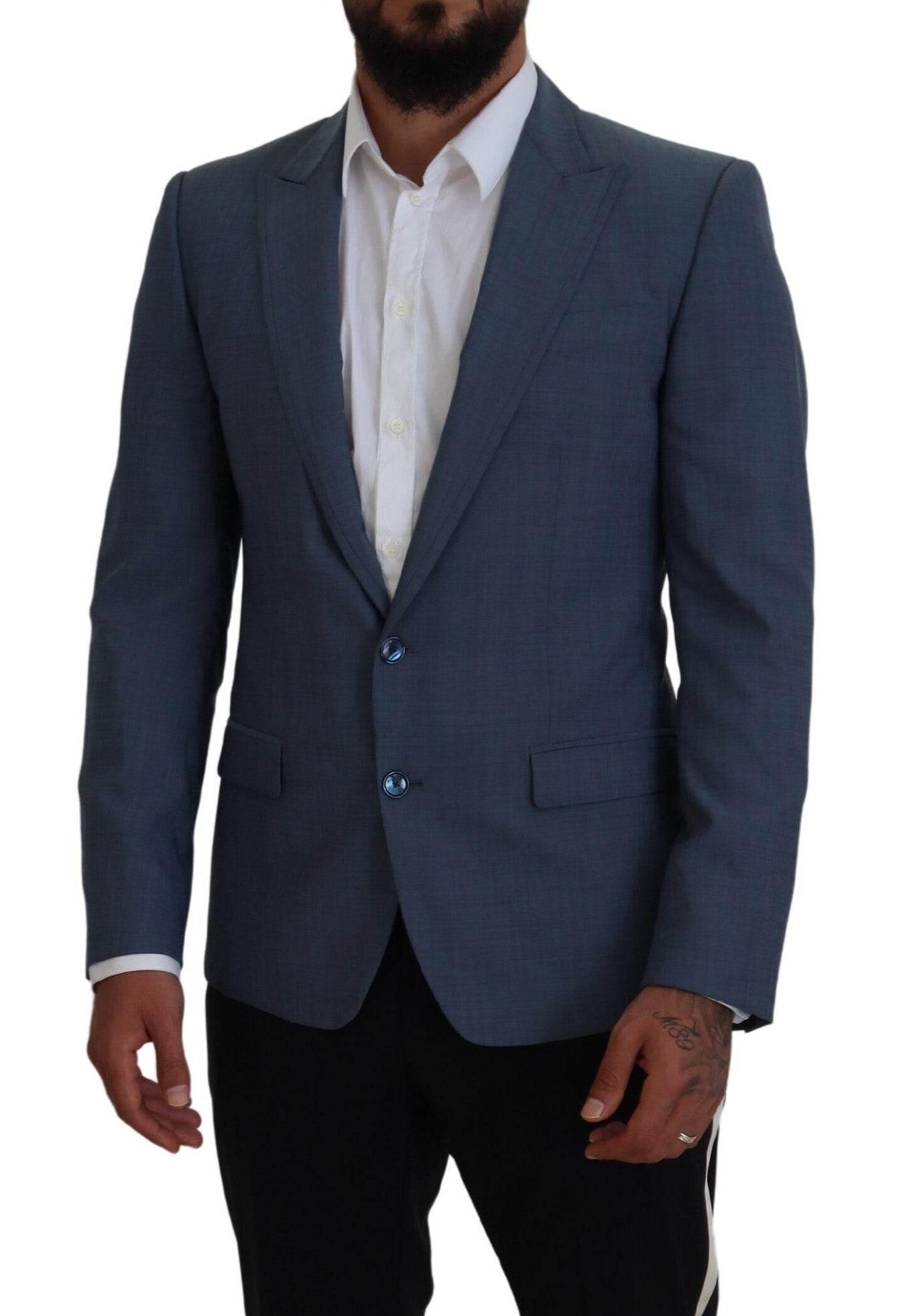 Dolce & Gabbana Blue Wool Stretch Slim Fit Jacket Blazer - Hilstor