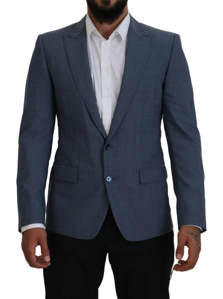 Dolce & Gabbana Blue Wool Stretch Slim Fit Jacket Blazer - Hilstor