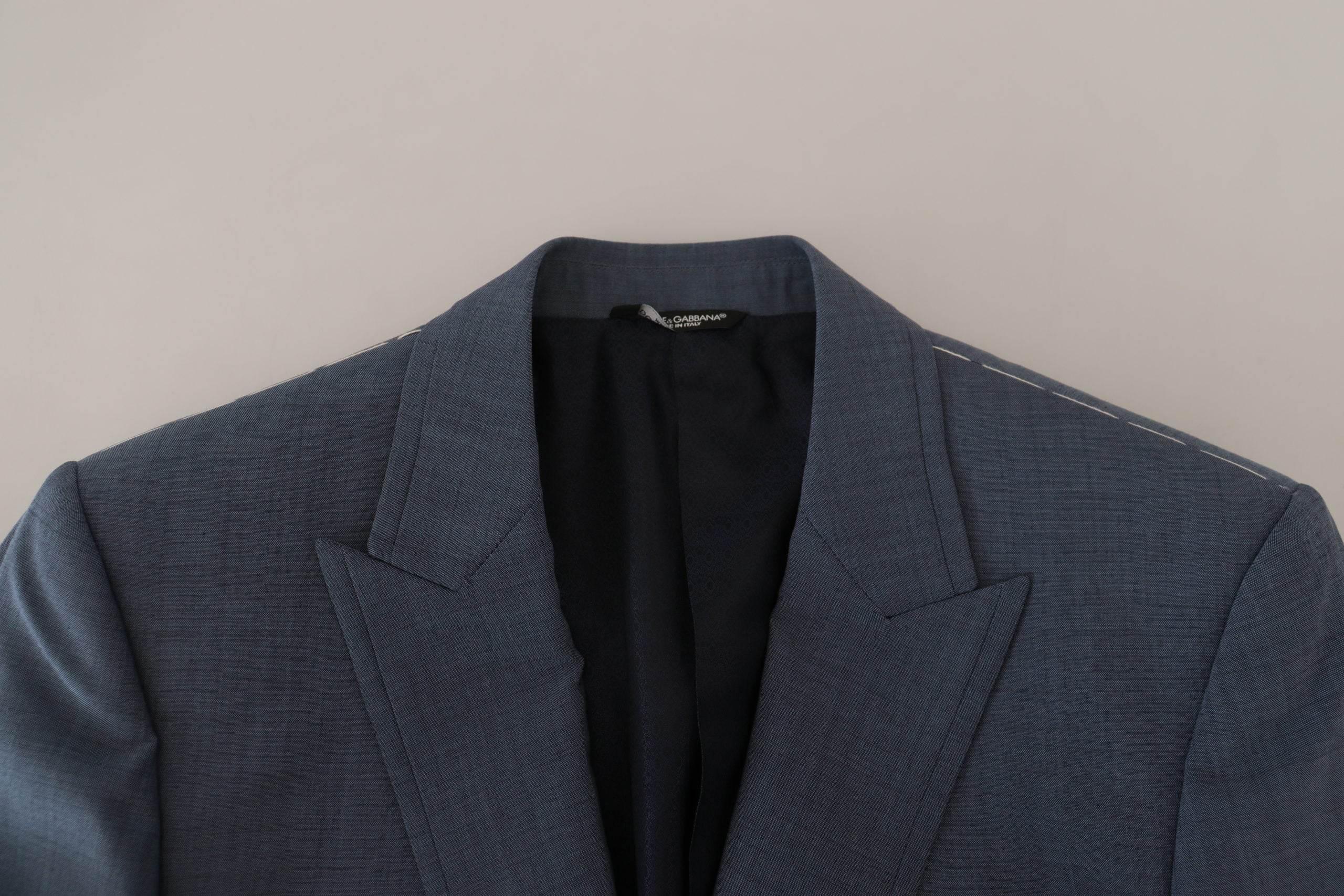 Dolce & Gabbana Blue Wool Stretch Slim Fit Jacket Blazer - Hilstor